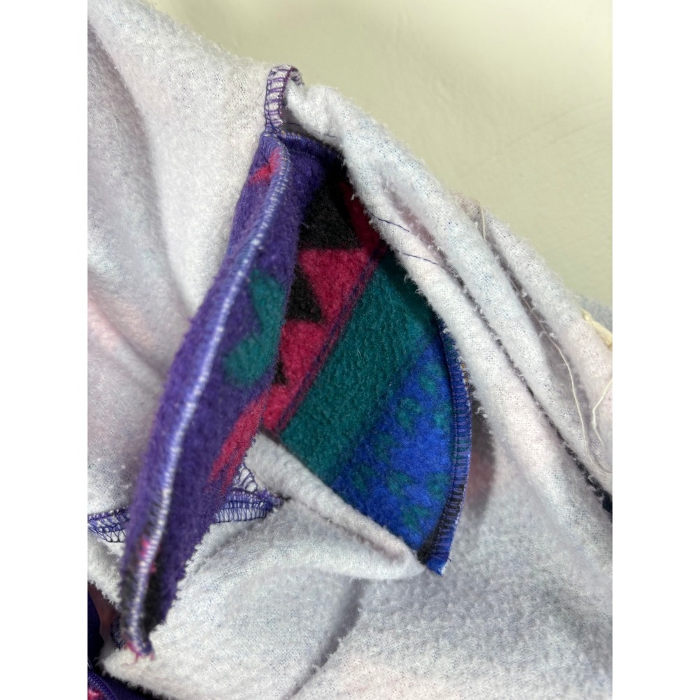 Vintage 90s Victoria Sport Fleece Jacket XL Purple Pink Geometric Gorpcore Cozy - Picture 8 of 11